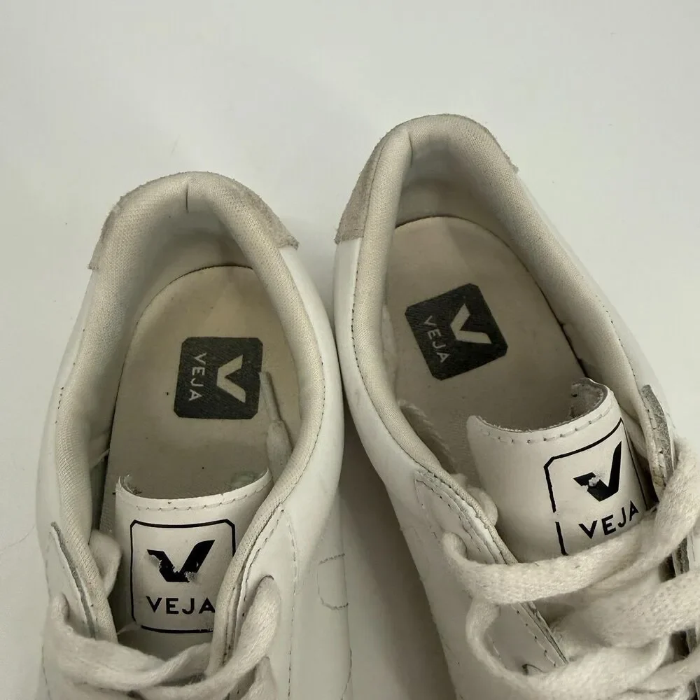 Veja Esplar Leather Suede White Sneakers Casual Preppy Athleisure Women Size 8
